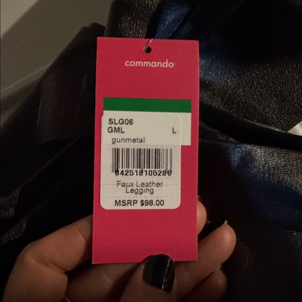 Commando Size L Metallic Charcoal Faux Leather Leggings - Picture 4 of 4